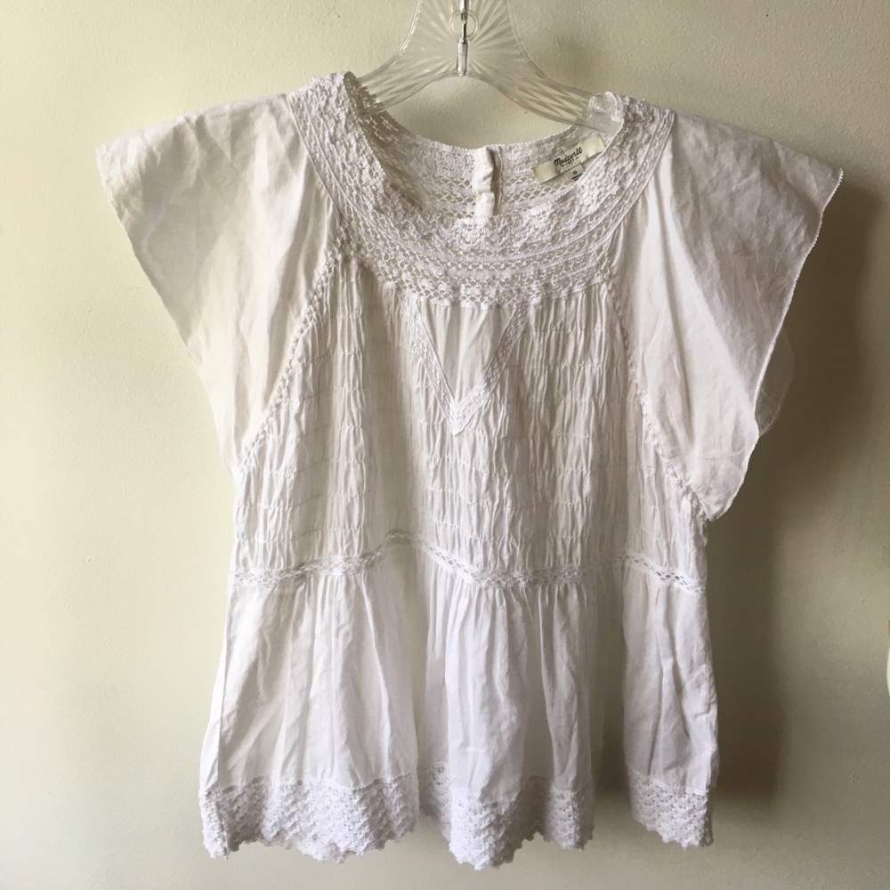Madewell Cotton and Lace Top